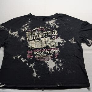 Shein Black Graphic T-Shirt with Motorcycle Design Size Large